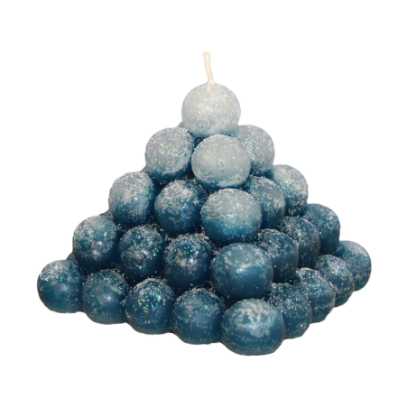 Svíčka PYRAMIDA BALL třpyt ledová modrá