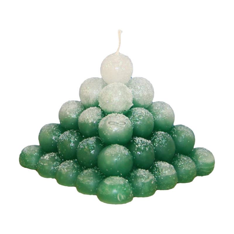 Svíčka PYRAMIDA BALL třpyt ledová zelená