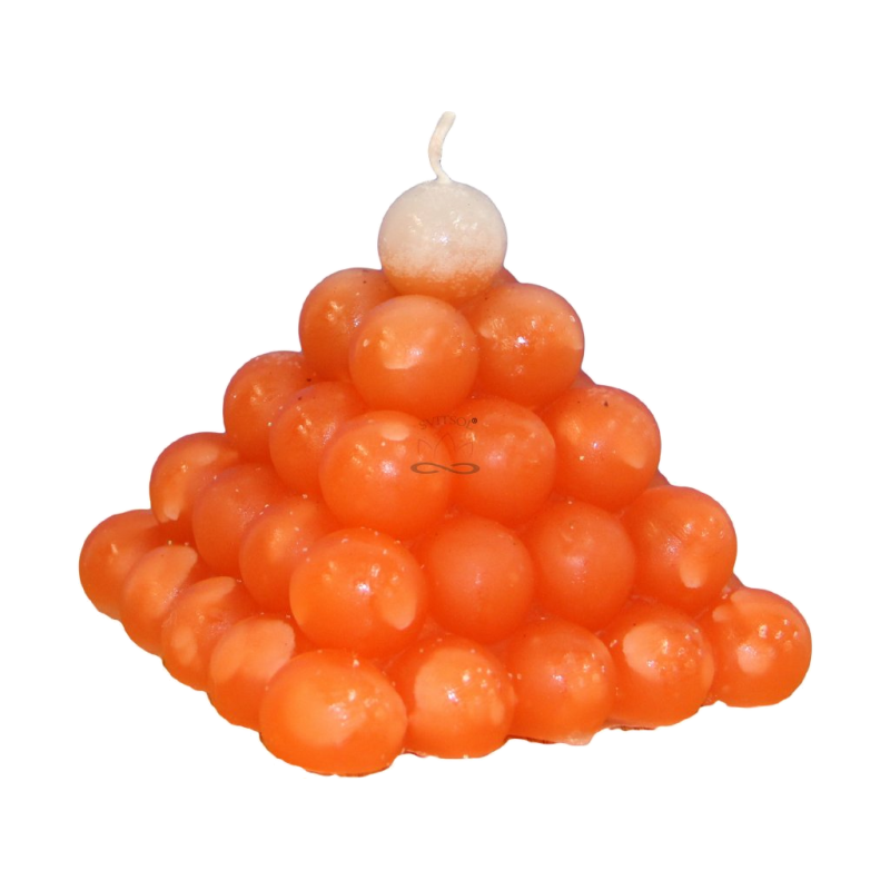 Svíčka PYRAMIDA BALL třpyt ledová oranžová