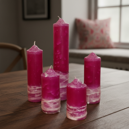 Magenta Stumpenkerzen-Kollektion – Handgemachte Eleganz mit zertifiziertem Wachs - detail 4
