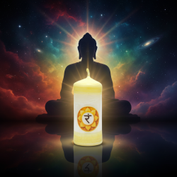 Chakra Candle 3rd Solar Plexus MINI Pillar – Svitsol | Symbol of Confidence - detail 4