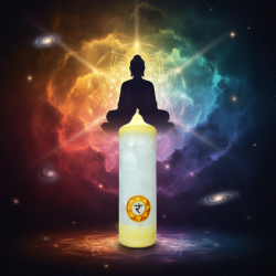 Chakra-Kerze 3. Solarplexus (Manipura) MAXI Stumpenkerze – Svitsol | Handgemacht, Bergamotteduft - detail 2