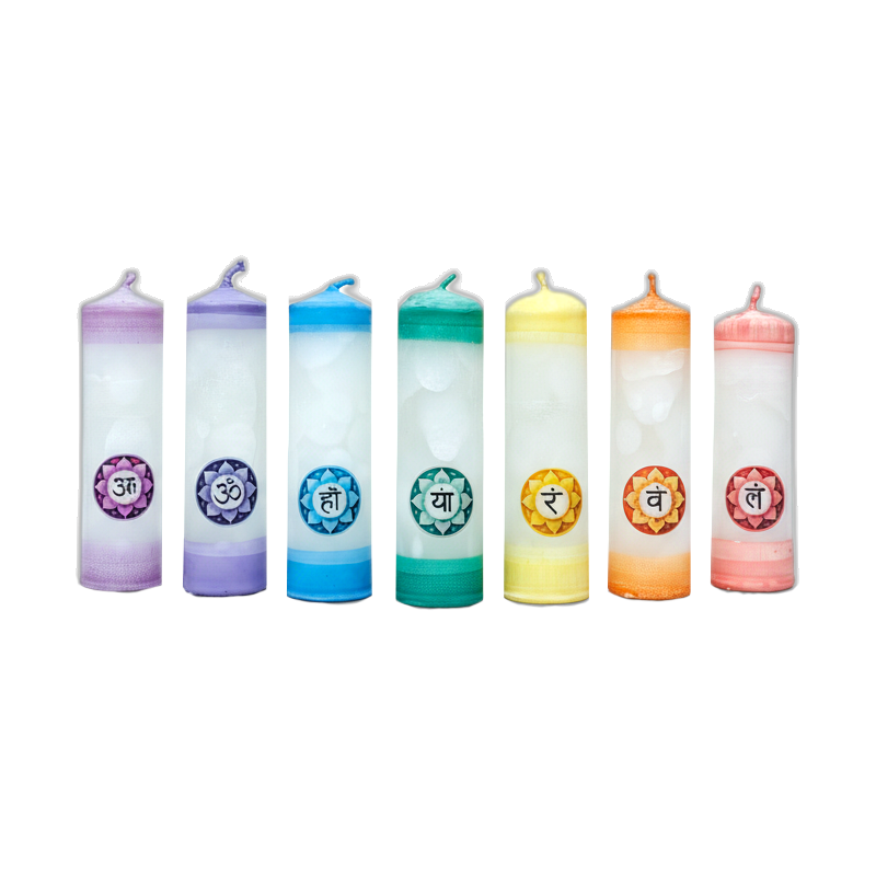 Set of 7 Chakra MIDI Candles 1st–7th Chakra Pillars – Svitsol | Handmade, Scented, Harmony