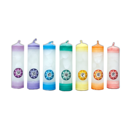 Set of 7 Chakra MIDI Candles 1st–7th Chakra Pillars – Svitsol | Handmade, Scented, Harmony