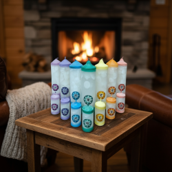 Set of 7 Chakra MINI-MAXI Candles 1st–7th Chakra Pillars – Svitsol | Handmade, Scented, Harmony - detail 3