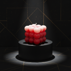 CUBE PEARLS Candle Icy Red – Vanilla & Strawberry, Handmade - detail 2