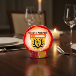 Runde Logokerze Gestüt KLADRUBY Gelb-Lachs - detail 3