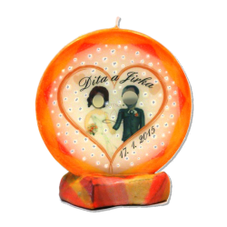 Round Candle Couple Orange – Personalized Photo - detail 2