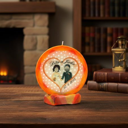 Round Candle Couple Orange – Personalized Photo - detail 3