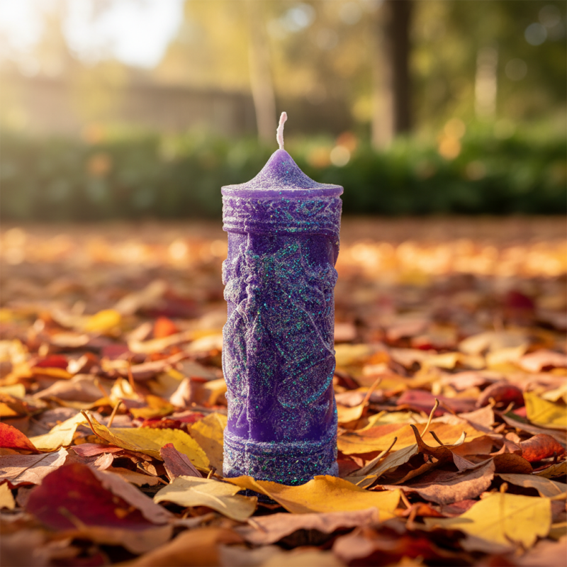Glocken-Kerze lila Glitzer – Lavendelfrische