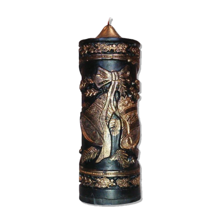 Kerze Glocken schwarz-grün mit goldener Patina