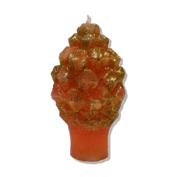 Candle Pinecone gold glitter orange – handmade Christmas decor - detail 2