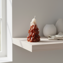Candle Tree MISTLETOE – icy brown glitter, chocolate-vanilla, 18–36h - detail 3
