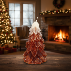 Candle Tree MISTLETOE – icy brown glitter, chocolate-vanilla, 18–36h - detail 4