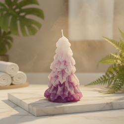 Candle Tree MISTLETOE – icy purple glitter, vanilla & lavender, 18–36h - detail 5