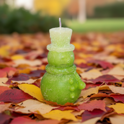 SNOWMAN CYLINDER Candle – Icy Green Glitter, Vanilla-Apple, 8-15h - detail 4