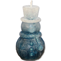 SCHNEEMANN ZYLINDER Kerze – Eisblau Glitzer, Vanille & Euphorie, handgemacht - detail 2