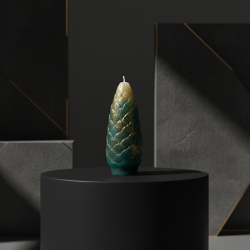 Large Pinecone Candle – Turquoise with Glitter Effect, Handmade - detail 5
