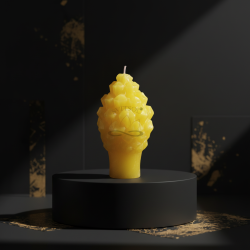 Kleine Tannenzapfen-Kerze – Gelb, Citronella, handgemacht - detail 4