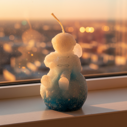 ASTRONAUT Kerze – Eisblau Glitzer, Vanille & Euphorie, handgemacht - detail 3
