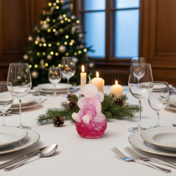 ASTRONAUT Candle – Icy Magenta Glitter, Vanilla & Christmas Punch, Handmade - detail 3