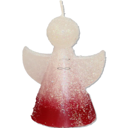 ENGEL Kerze – Eisrot mit Glitzer, Vanille-Erdbeere, 8 cm - detail 2