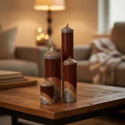 Advent Candle Collection BROWN-GOLD - Handmade Elegance from Královské Poříčí with Certified Wax - detail 3