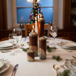 Advent Candle Collection BROWN-GOLD - Handmade Elegance from Královské Poříčí with Certified Wax - detail 5