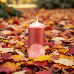 Brown Pillar Candle with Circle Decoration - Choco-Coffee - detail 5