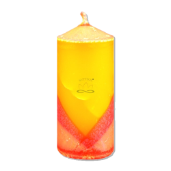 Yellow Pillar Candle with Circle Decor - Handmade - detail 2
