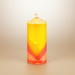 Yellow Pillar Candle with Circle Decor - Handmade - detail 5