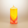 Yellow Pillar Candle with Circle Decor - Handmade - detail 5