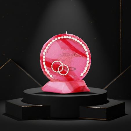 Round Wedding Candle with Stones 4