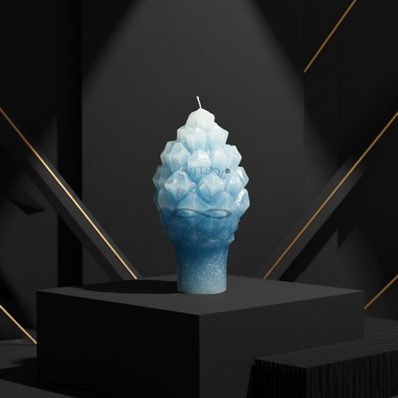 Candle Small Pinecone – turquoise 2