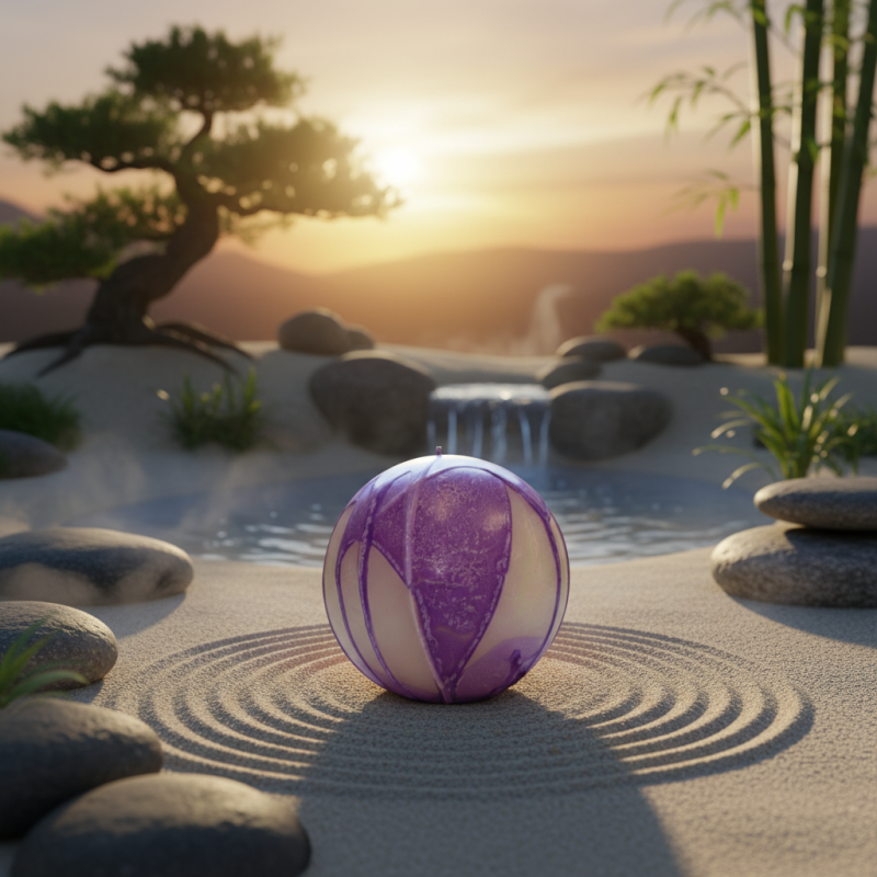Large Sphere Candle Purple-White