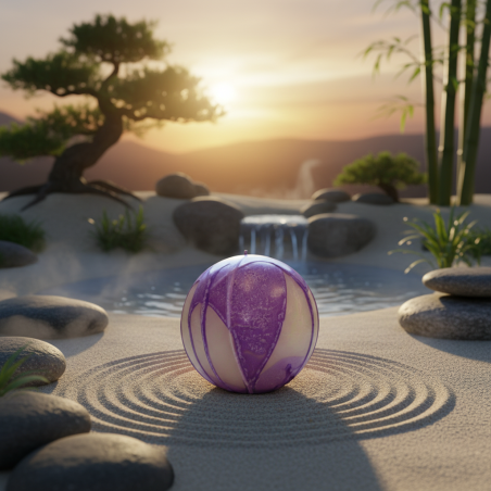 Large Sphere Candle Purple-White