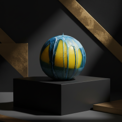Large Sphere Candle Blue-Yellow
