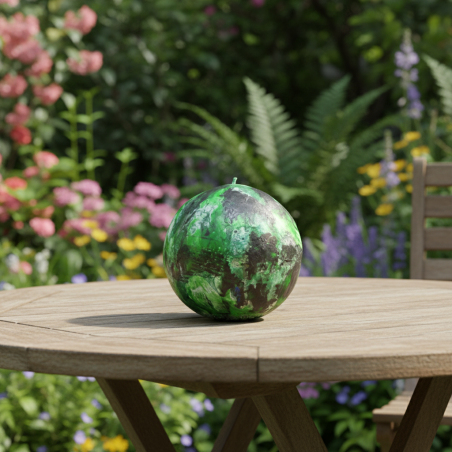 Large Sphere Candle Green-Speckled
