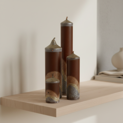 Advent Candle Collection BROWN-GOLD - Handmade Elegance from Královské Poříčí with Certified Wax