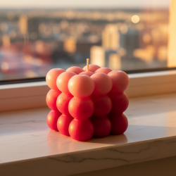 Cube Pearls Candle Glitter Icy Magenta – Handmade in Kralovske Porici