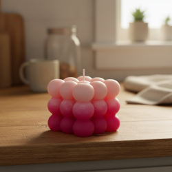 Cube Pearls Candle Glitter Icy Magenta – Handmade in Kralovske Porici