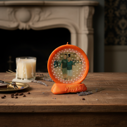 Round Photo Candle COUPLE Orange