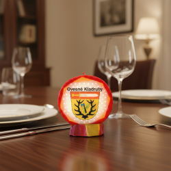 Round Logo Candle KLADRUBY Stud Yellow-Salmon
