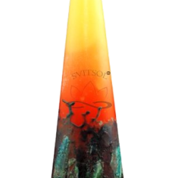 Große Hohe Kegelkerze Gelb-Lachs