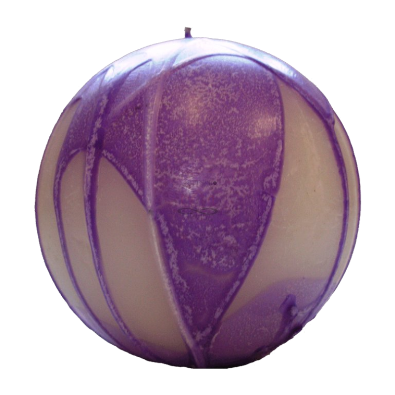 Svíčka KOULE VELKÁ fialovo bílá