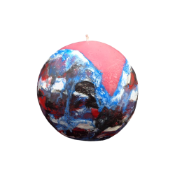 Große Kugelkerze Blau-Gesprenkelt-Rosa