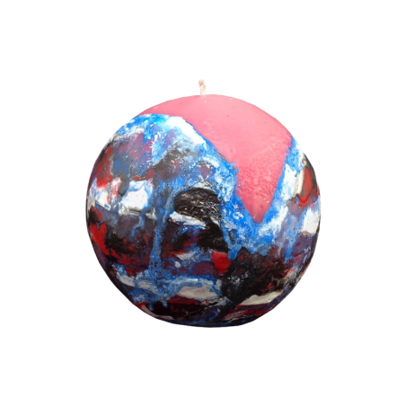 Svíčka KOULE VELKÁ modro strakato růžová