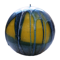 Große Kugelkerze Blau-Gelb