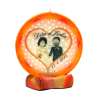Round Candle Couple Orange – Personalized Photo