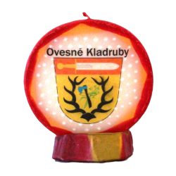 Svíčka kruh logo OVESNÉ KLADRUBY žluto lososová